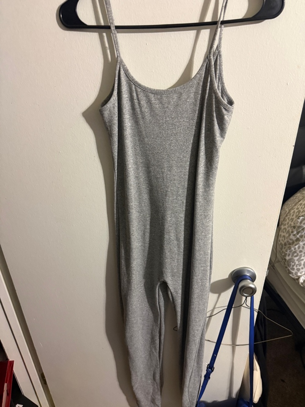 Gray Ribbed Spaghetti Strap Jumpsuit